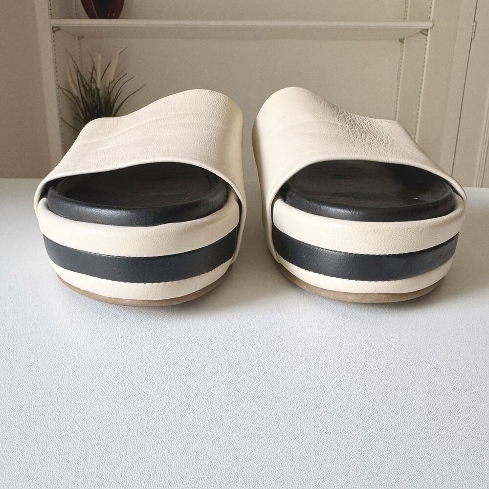 Beek Albatross Eggshell Black Stripe Platform Slide Sandals Size 9 - Picture 5 of 7